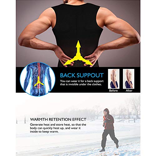 Andoer Colete masculino de neoprene modelador de corpo com zíper regata para exercícios emagreciment