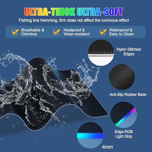 Image of Mouse Pad with Foldable Phone Holder & Wireless Charger, XL RGB Gaming Mousepad 31.5 inchx11.8 inch Large Desk Mat for Keyboard, Home Desk Pad with Dual Qi Charging Station | 11 Colors & 5 Modes | Waterproof