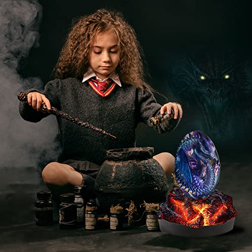Loweey Lava Dragon Eggs With Base Ornaments,Crystal Transparent Dragon Egg Resin,Handmade Sculpture Fire Pocket Dragon Souvenir,Exquisite Unique Dragon Gifts (Purple With Luminous Base) #TOP2