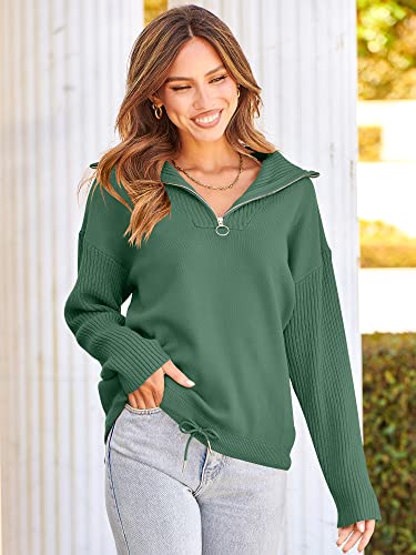 Anrabess Zip Up Hoodies For Women Oversized Hoodie Cropped Knitted Sweater Long Sleeve Pullover Sweatshirt 2023 Fall Clothes Top 780Cailv-S Gray Green #TOP2