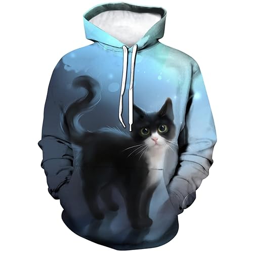 Women's Cat Hoodie Autumn Winter Long Sleeve Pullover Animal Theme