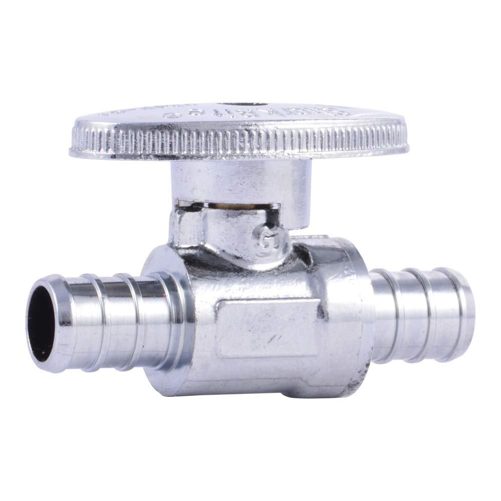 SharkBite23063LF PEX Straight Shut Off Valve for Faucet or Toilet Installation, 1/2-Inch x 1/2-Inch, Silver