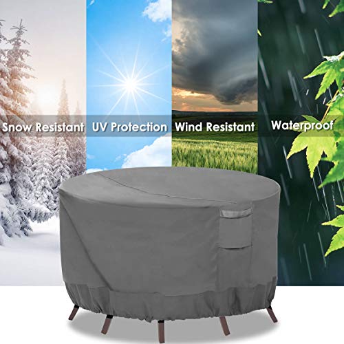 Vailge Round Patio Furniture Covers, 100% Waterproof Outdoor Table Chair Set Covers, Anti-Fading Cover For Outdoor Furniture Set, Uv Resistant, 72"Diax28"H, Grey #TOP7