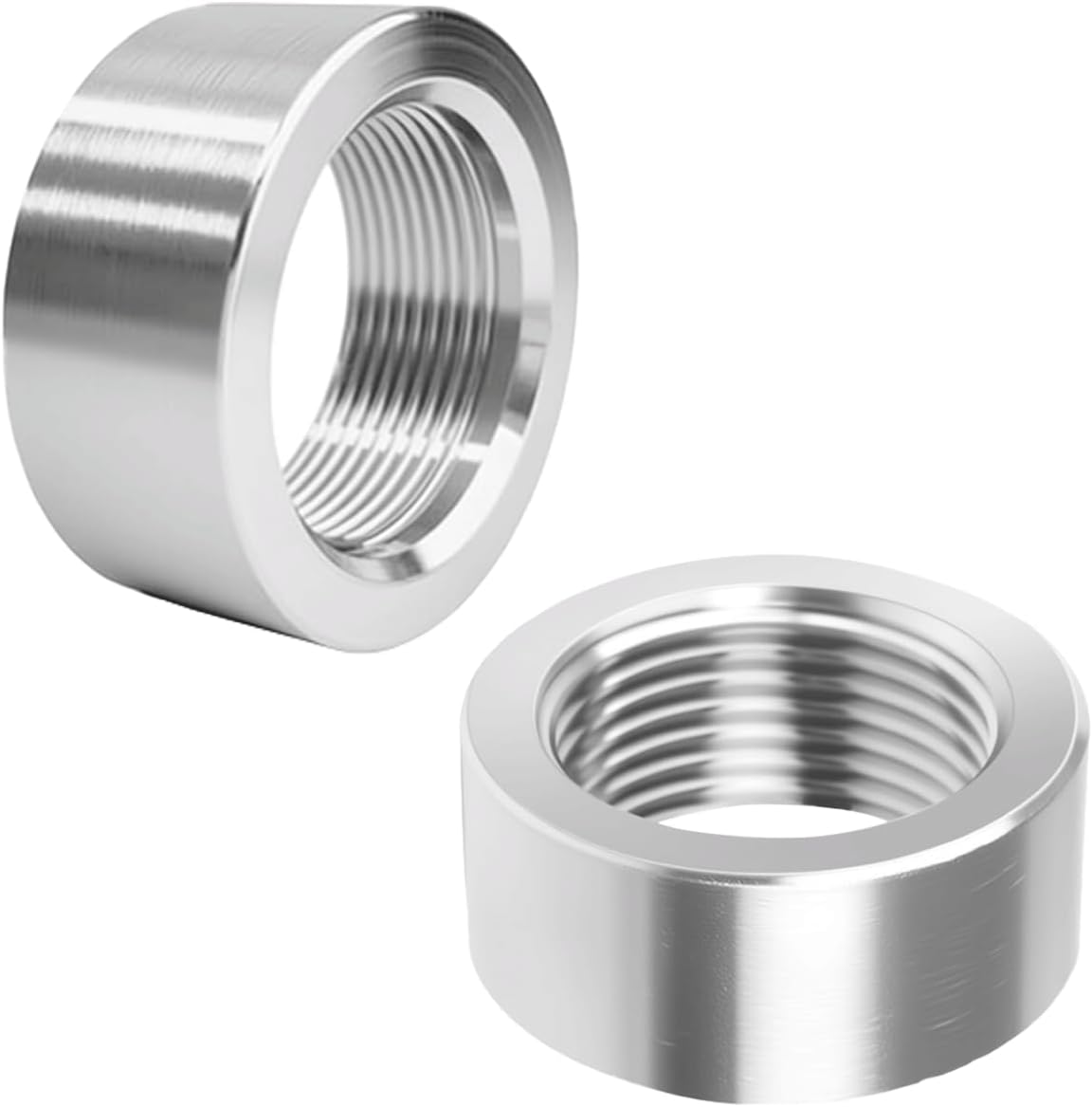3/4" NPT Female Aluminum Half Coupling 6061-T6 Weld On Pipe Tube Bung 2 pcs | For Home Brewing Automotive Industrial 0.75 inch Weldable Fitting Adapter for Fuel Tank Port Hydraulic Reservoir Thread