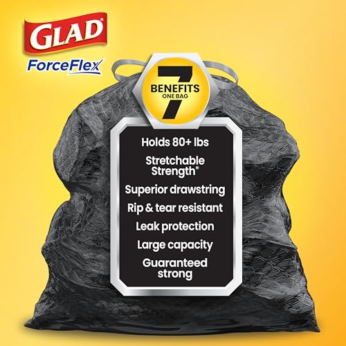 Image of Glad Large 30 Gallon Trash Bags, Pine-Sol Heavy Duty Garbage Bags, Forceflex with Drawstring, 25 Count (Packaging May Vary)