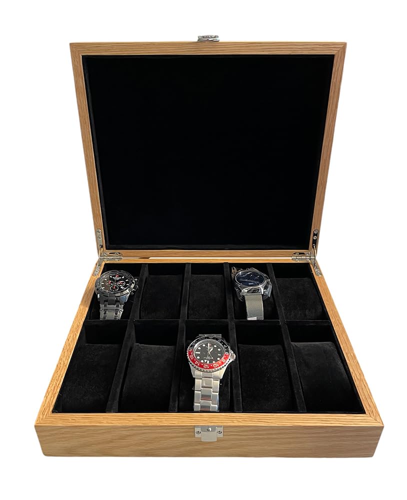 Boîtier de montre Boîte à montres en bois véritable clair pour 10 montres