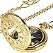 Reloj de Bolsillo Dorado Vintage Reloj de Hombres de Acero con Cadena