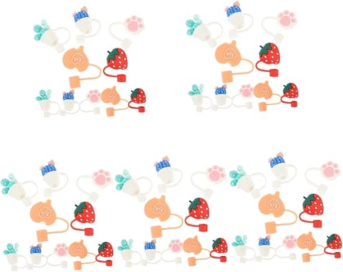 EXCEART 50 Pcs Silicone Straw Stopper Silicone Drinking Straws Silica Gel Cute Straight