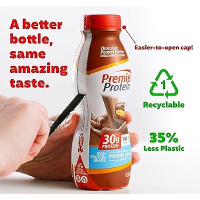 Premier Protein Shake Chocolate & Chocolate Peanut Butter Flavors, 30g Protein, 1g Sugar, 24 Vitamins & Minerals, 11.5 Fl Oz, 12 Count