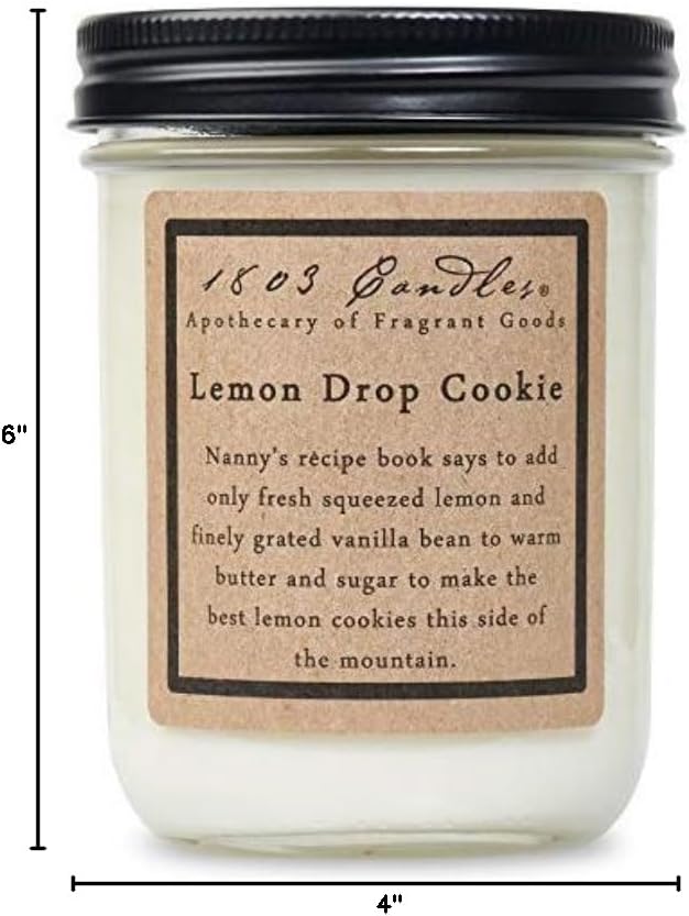 1803 Candles - 14 oz. Jar Soy Candles - Spring Scents (Lemon Drop Cookie)