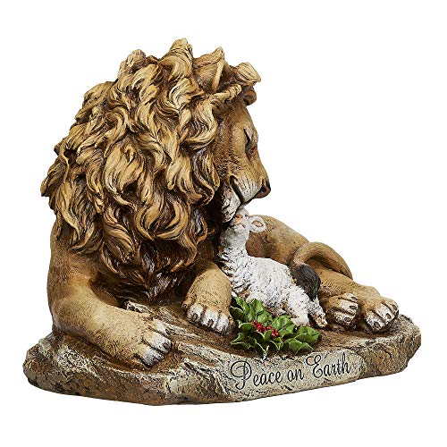 Estatua de León y Cordero 8.5" H Decorativa Religiosa miniatura 6