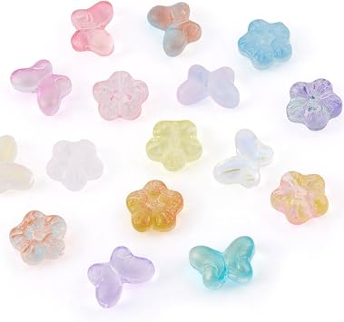 80pcs Butterfly Flower Glass Crystal Beads 16 Style for Bracelets Necklaces Earrings Craft Key Chain Jewelry Making