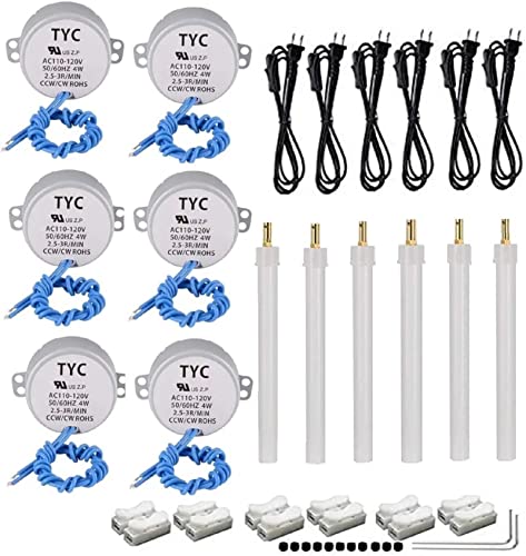 6PCS Cup Turner Synchronous Synchron Motors Turntable Motor 50/60Hz AC110~120V 4W CCW/CW Direction with 6ft Power Cord Switch Plug for Cup Turner Cuptisserie Hand-Made or Motor (2.5-3RPM)