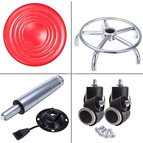Image of CSS Furniture Multi-Purpose Adjustable Stools with Wheels - Set of 2 (Red, 16.5-20.5 Inch Height) | Rolling Stool for Office, Kitchen, Bar, Doctor, Salon | 120 KG Weight Capacity