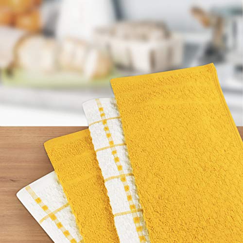 Utopia Towels Kitchen Towels, 15 x 25 Inches, 100% Ring Spun Cotton Super Soft and Absorbent Yellow Dish Towels, Tea Towels and Bar Towels, (Pack of 12)