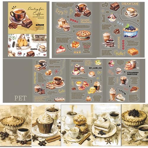 Alideco 20pcs Scrapbook Stickers Vintage Literary Girl Coffee Gourmet Sticker Book for Adults Sticker journaling Stickers for Scrapbooking (tianpinghongpei)