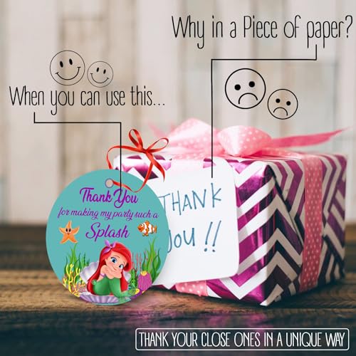 Image of Party Propz Thank You Cards - 21 Pcs, Mermaid Theme, Birthday & Return Gifts With Ribbon | Cardstock | Tags | Decoration Items