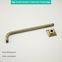 Vista 7 de Brazo de ducha de barrido de 16 pulgadas de largo montado en la pared Extensión de cabezal de ducha dorada con brida única, conexión estándar de 1/2