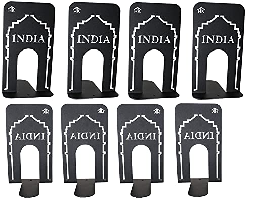 Image of Office Bookends Library Bookend by HeavenlyKraft, India Gate Design Metal Bookends for Office & Library, Black Color, 7 Inch Tall (Pack of 8)