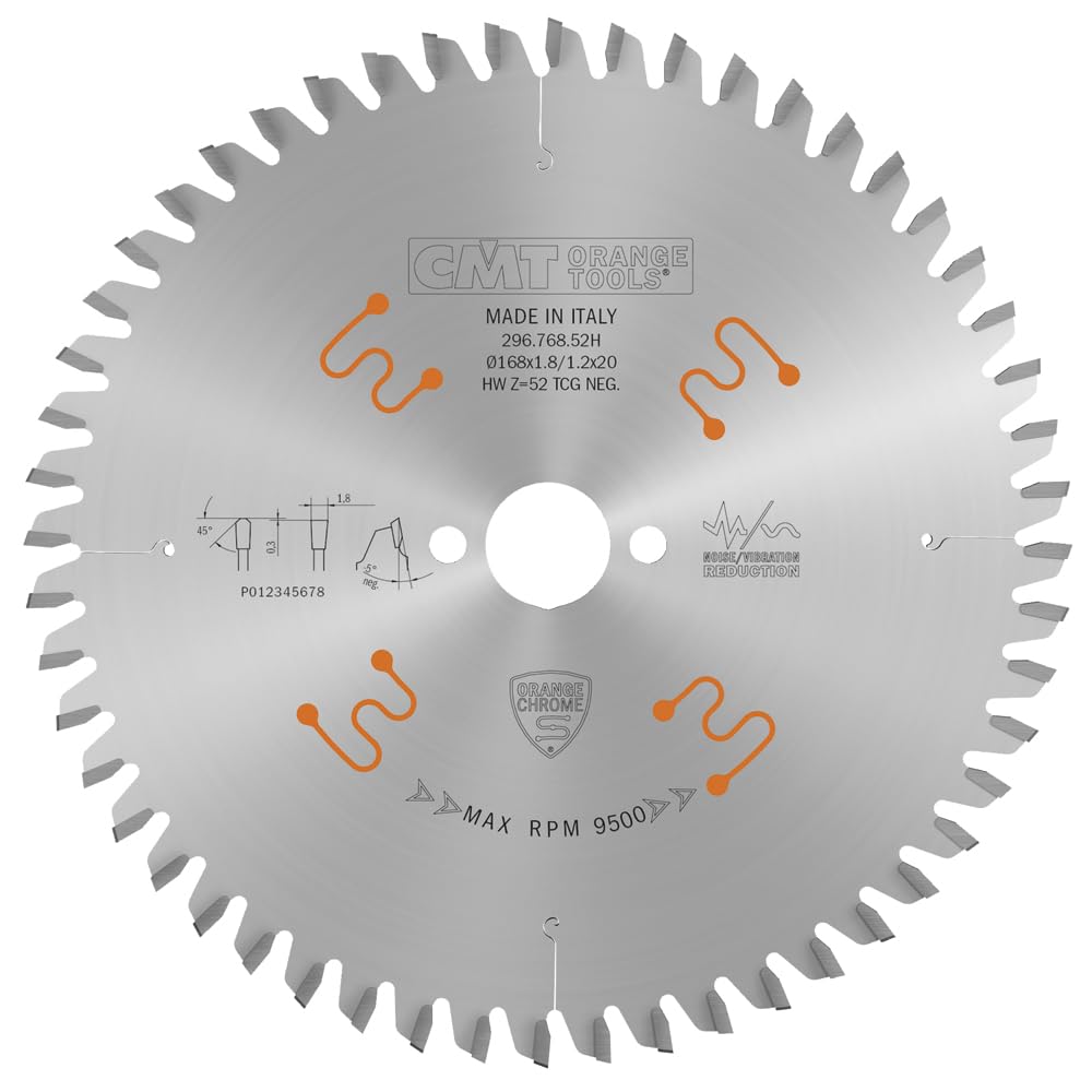 CMT Orange Tools 296.768.52H - Sierra Circular HW 168x1.8/1.2x20 Z52 TCG -5Neg
