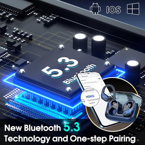 3 Sets Wireless Earbuds Sport, Bluetooth 5.4 Over Ear Buds Stereo Deep Bass Over Ear Bud with Earhooks, 75H Wireless Earphones with Mic, IPX7 Waterproof Earphone for Sports Black+Rose Gold+Blue - image 3