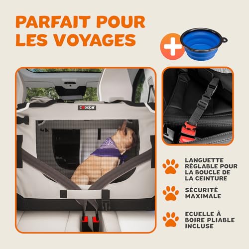 Cage de transport M grise CADOCA pliable pour chien et chat