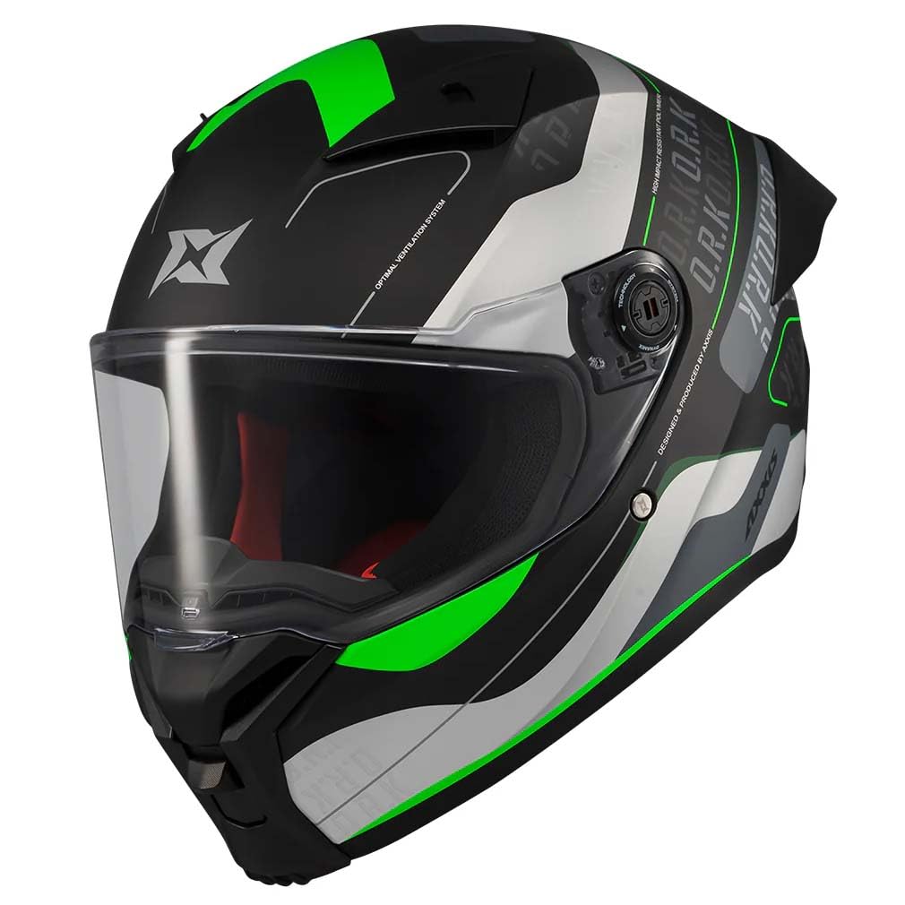 Casco AXXIS Fenix ORK Verde Mate - Casco de Moto Integral Unisex Hombre y Mujer - Homologado ECE 22.06