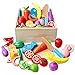 FLORMOON Schneiden von Obst-Set Realistisches Kochen Essen Spielset So tun, als Spielen Sie Essen 15 handgemalte Holzteile und 1 Kiste Early Development Learning Toys Geschenk für Kinder