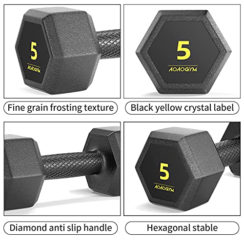 Hex Dumbbells Pvc Encase Coating Free Weight Dumbbell Set For Strength Training, Home Gym Fitness And Full Body Workout (5Lb, Pair) #TOP1