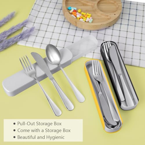 HOTUT 3 Pcs Travel Cutlery Set, Cutlery Set including Portable Pouch Case, Stainless Steel Flatware, Reusable - Image 3