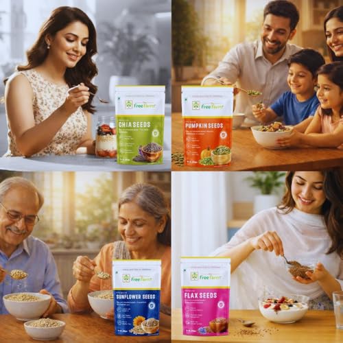 Image of The Free Farm Premium Seeds Combo Pack 800g IChia + Flax + Pumpkin + Sunflower Seeds I Superfood I High Protein Omega-3 Rich I Weight Loss I Keto Diet Essentials