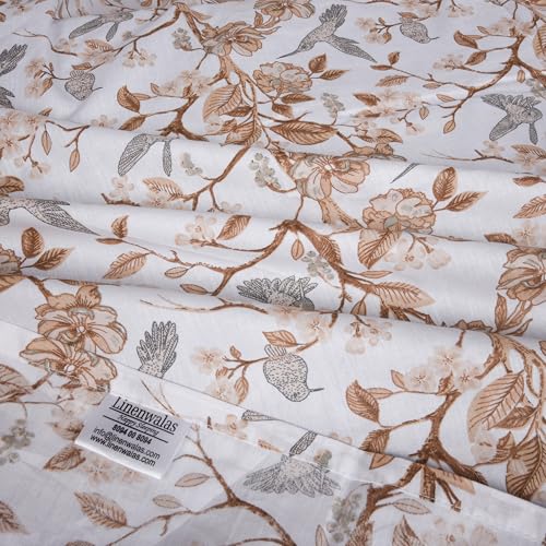 Image of LINENWALAS 100% Cotton Elastic Fitted Bed Sheet for Single Size Bed | Fits 6-12 Inch Mattress | Soft Breathable OEKO-TEX Certified Premium Bedsheet with 1 Pillow Cover (36x78 Inches, Whispering Wings)