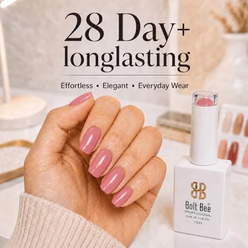 Image of BOLT BEE 15ML Gel Nail Polish 1Pc Clear Pink Glitter Nail Polish Soak Off UV LED Nail Gel Polish Nail Art Starter Manicure Salon DIY at Home, 0.5 OZ (1) (109)