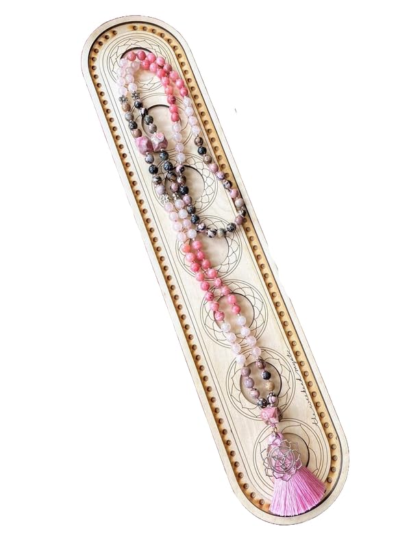Mala japonais et perles de prière bouddhiste en quartz rose et rhodonite