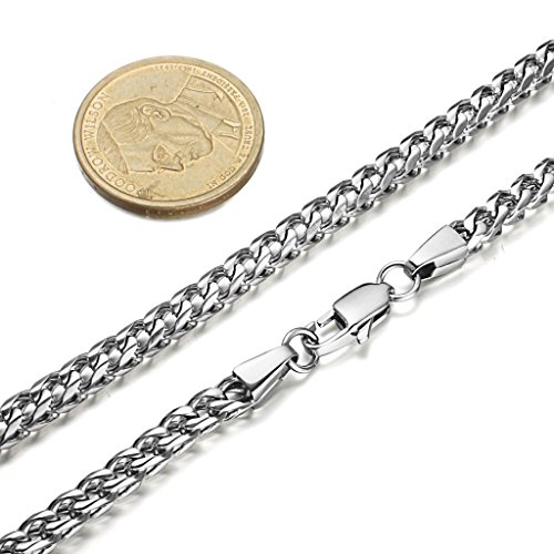 FIBO STEEL 6MM Curb Chain Necklace for Men Stainless Steel Biker Punk Style, 24 inches