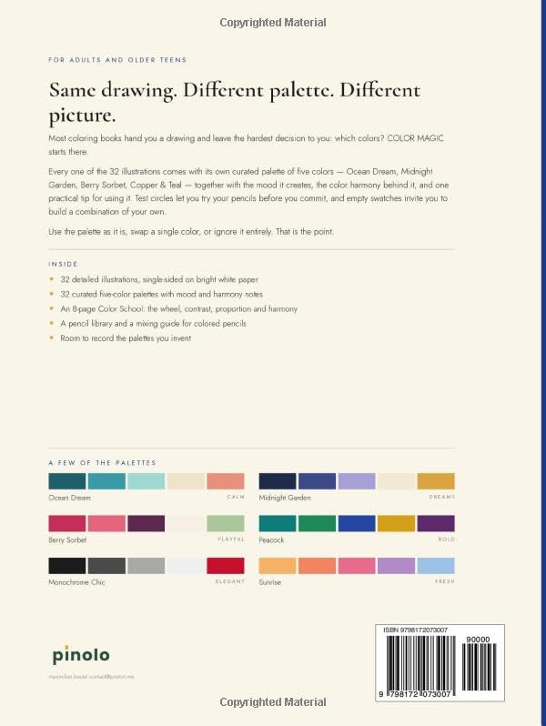 COLOR MAGIC: The Color Combination Coloring Book: 32 Illustrations, 32 Curated Palettes and an 8-Page Color School for Adults and Older Teens image 3