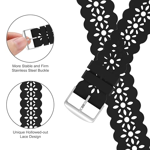 Image of Lace Silicone Bands Compatible with Apple Watch Bands for Women | Slim Thin Hollow-out Wristband for iWatch Series 11 10 9 Ultra 8 SE 7 6 5 4 3 2 1 38mm 40mm 41mm 42mm 44mm 45mm 46mm 49mm