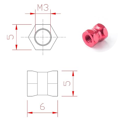Miniatura 3 de 12 piezas de aleación de aluminio hexagonal M3 x 1.378in, columna de pilar separador para drones de carreras, FPV, cuadricóptero, multirotores,