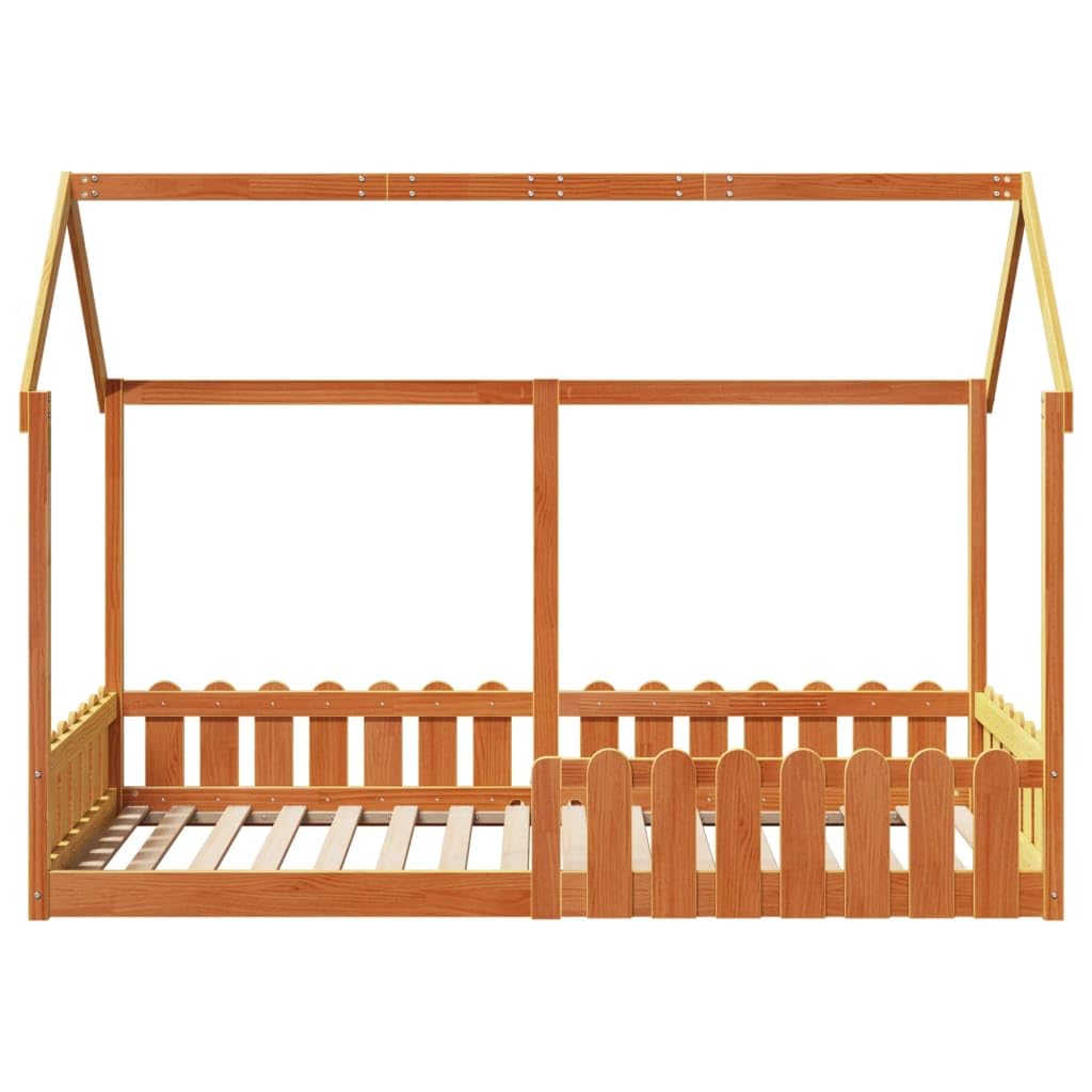 lite drewno sosnowe domek niskie łóżko 90x200 cm brąz