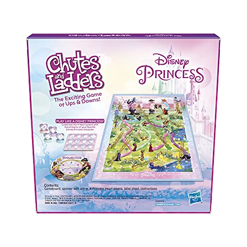 Hasbro Gaming Chutes and Ladders: Disney Princess Edition Board Game for Kids Ages 3 and Up, Preschool Game for 2-4 Players (Amazon Exclusive)