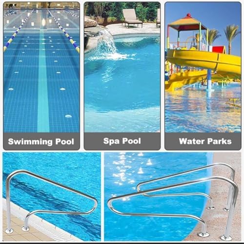 304 Stainless Steel Pool Grab Rail - Inground Swimming Pool Safety Handrail, Stair Rail, Entry Handle, Durable Pool Ladder Support for Secure Access and Stability
