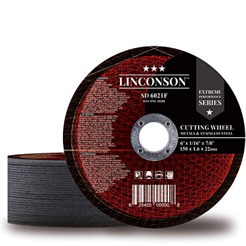 LINCONSON 25 Pack 6 Inch Cut Off Wheel for Metal & Stainless Steel Used On Angle Grinder 6x1/16x7/8
