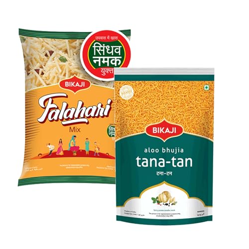 Bikaji Aloo Bhujia & Falhari Mix Combo – 400g | Ready to Eat Indian Namkeen | Crunchy Tea-Time Snack, Bar Snack & Party Mix | Authentic Spicy Munchies for Sharing & Everyday Snacking