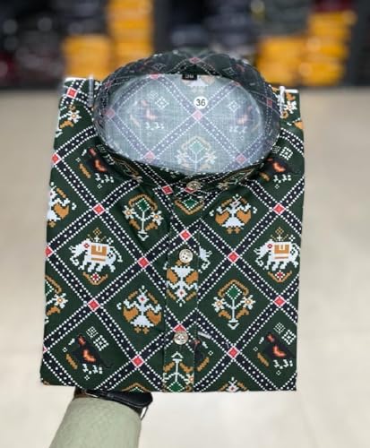 Image of FOXDX Men's Cotton Blend Printed Long Kurta Suitable for All Indian Wedding, Occasions, and Festivals