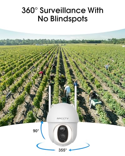 Image of ARCCTV 4G LTE Cellular Security Camera Outdoor, Wireless Solar Powered, no WiFi, SIM Card Included, 4MP Color Night Vision, 360 Pan-Tilt, Local /Cloud Storage