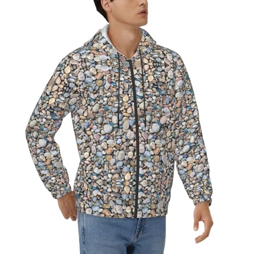 Sweat à capuche décontracté homme motif galets manches longues casual