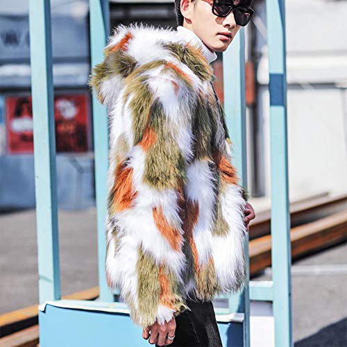 Men's Faux Fur Coat, Winter Warm Luxury Praka Outerwear, Long Thicken Soft Furry Trench Coat Cardigan for Men2