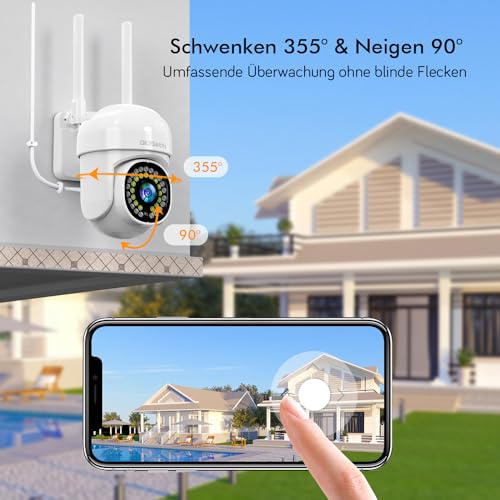 DIDseth 2K Überwachungskamera Aussen WLAN, WiFi IP Kamera, 3MP PTZ Kamera Outdoor mit 30m Farb-Nachtsicht, Bewegungserkennung, Automatische Verfolgung, Humanoide Erkennung, IP66 – Bild 5