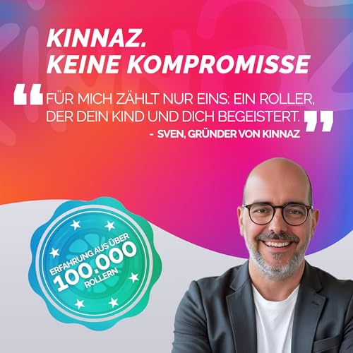 kinnaz Two, Roller für Kinder ab 5 Jahre, faltbar, stufenlos Höhe einstellbar, LED Räder, Ersatzteilservice, Kinderroller, Scooter, 6 7 8 9 Jahre, Schulkind, Junge Mädchen, Hamburg Händler