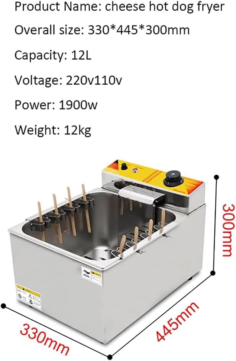 Commercial 12L Cheese Hot Dog Stick Maker, High-Heating Sausage Grill Stove with Cheese Hot Dog Stick Machine